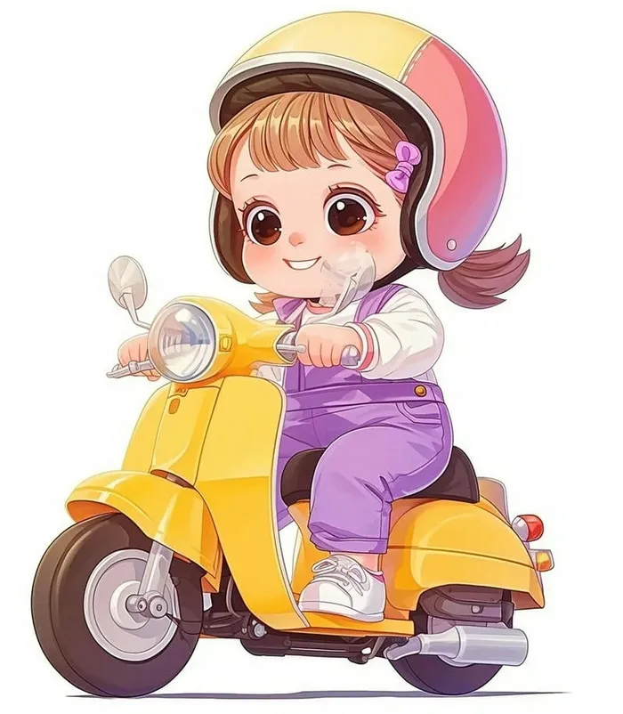 ảnh đi xe máy chibi cute