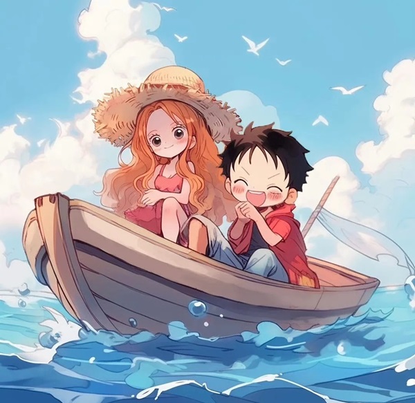 ảnh đôi luffy nami chibi 3d