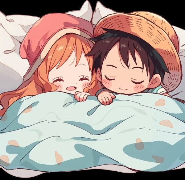 ảnh đôi luffy nami chibi 4k