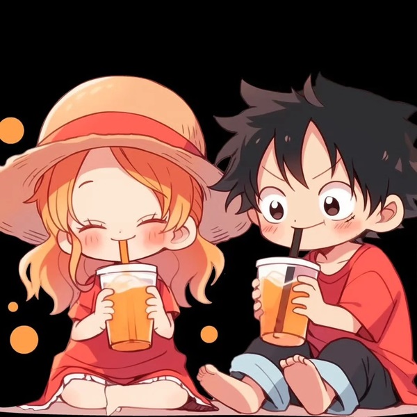 ảnh đôi luffy nami chibi đáng yêu