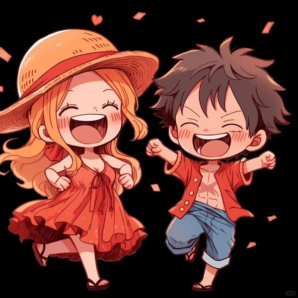 ảnh đôi luffy nami chibi