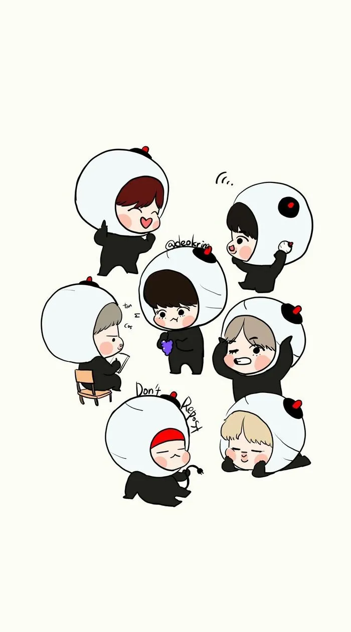 chibi dibujos animados bts kawaii