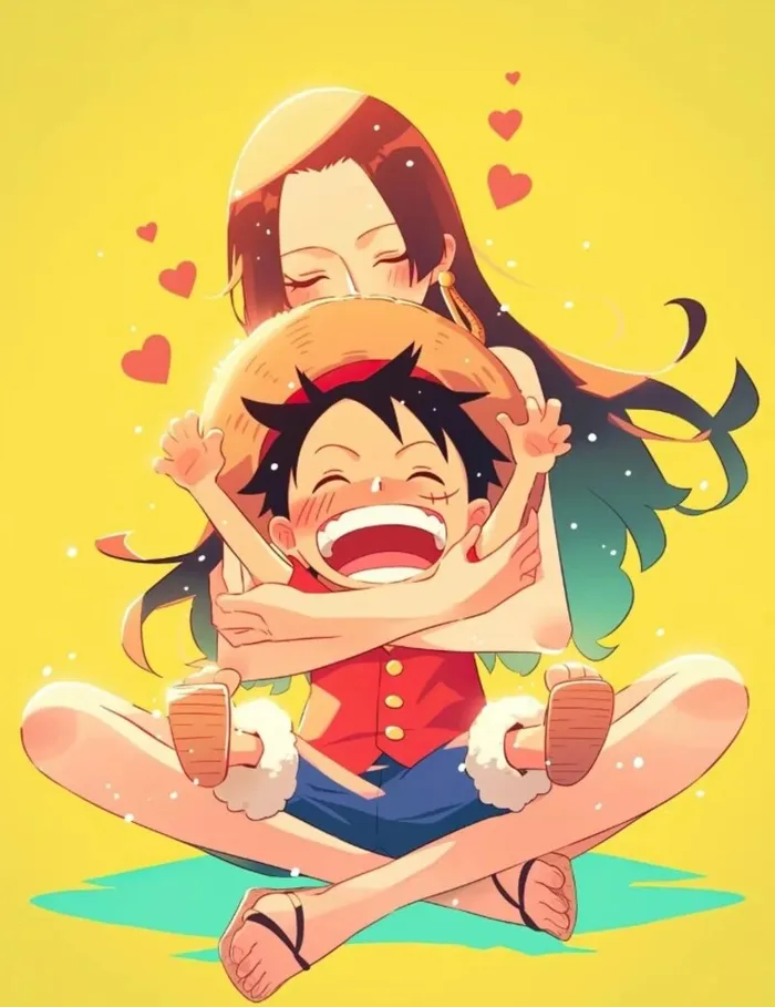 chibi luffy và boa hancock cute