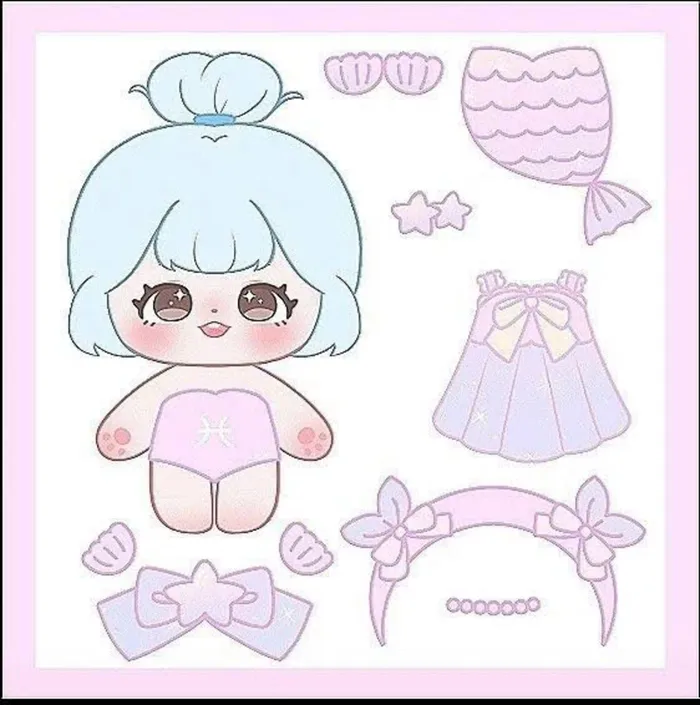 chibi paper doll búp bê giấy anime