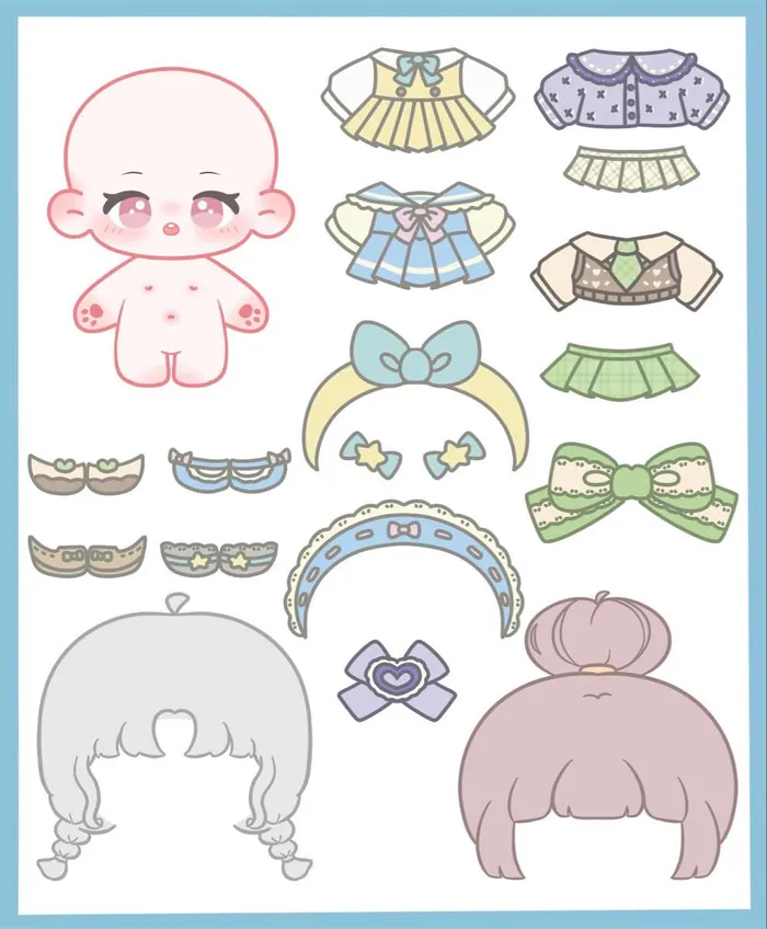 cute kawaii anime paper doll chibi