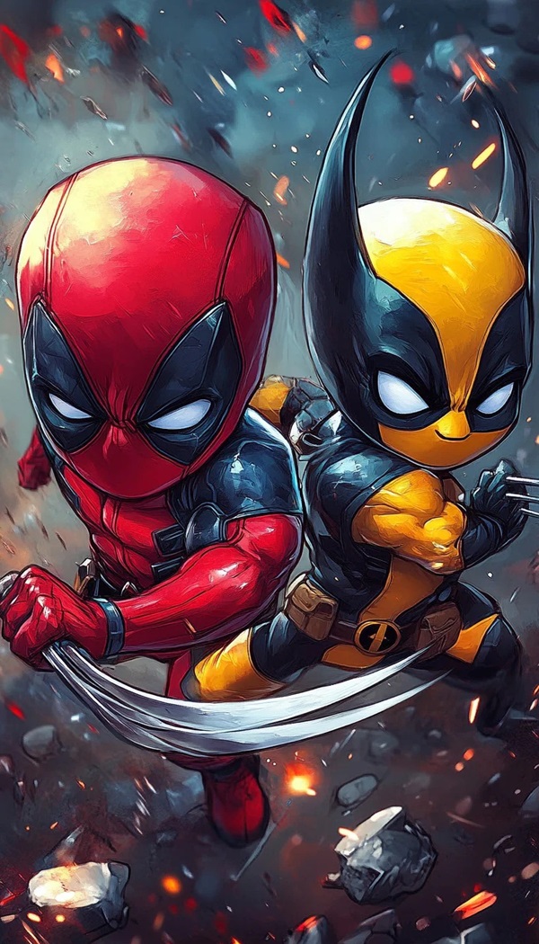 deadpool vs wolverine chibi