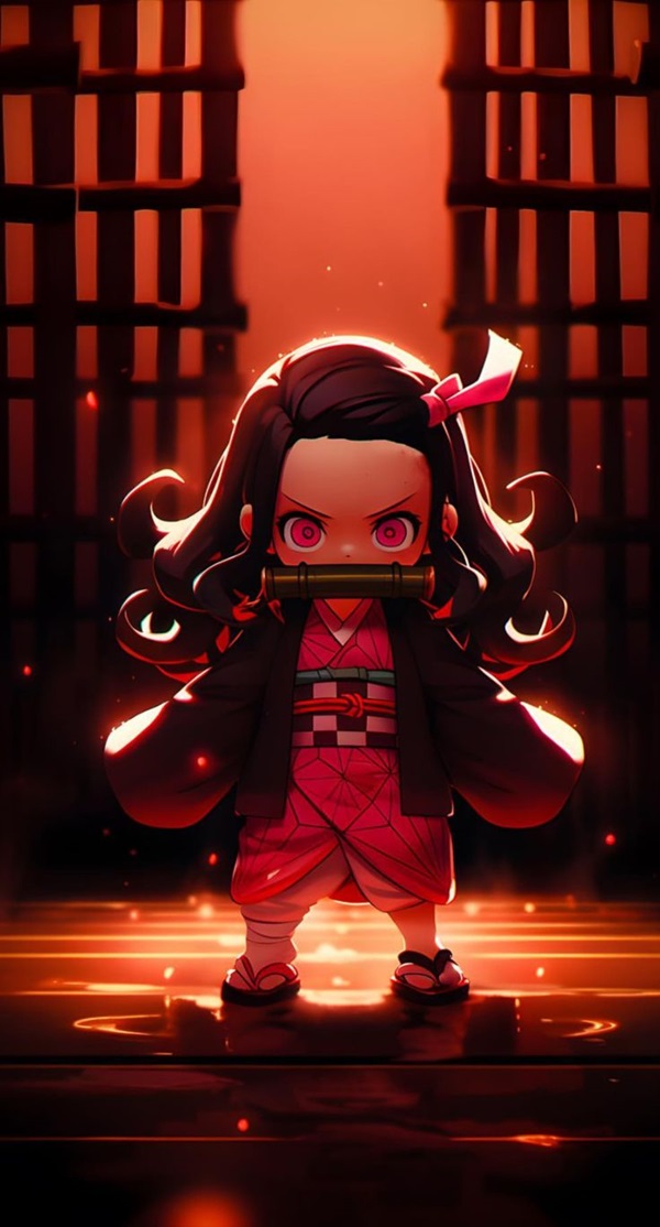 hình nền nezuko 3d chibi