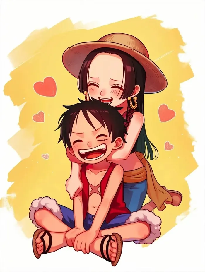 mẫu chibi luffy và boa hancock cute