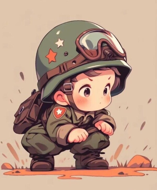 chú bộ đội chibi