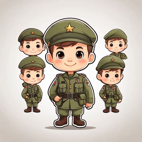 hình chibi đơn giản chú bộ đội