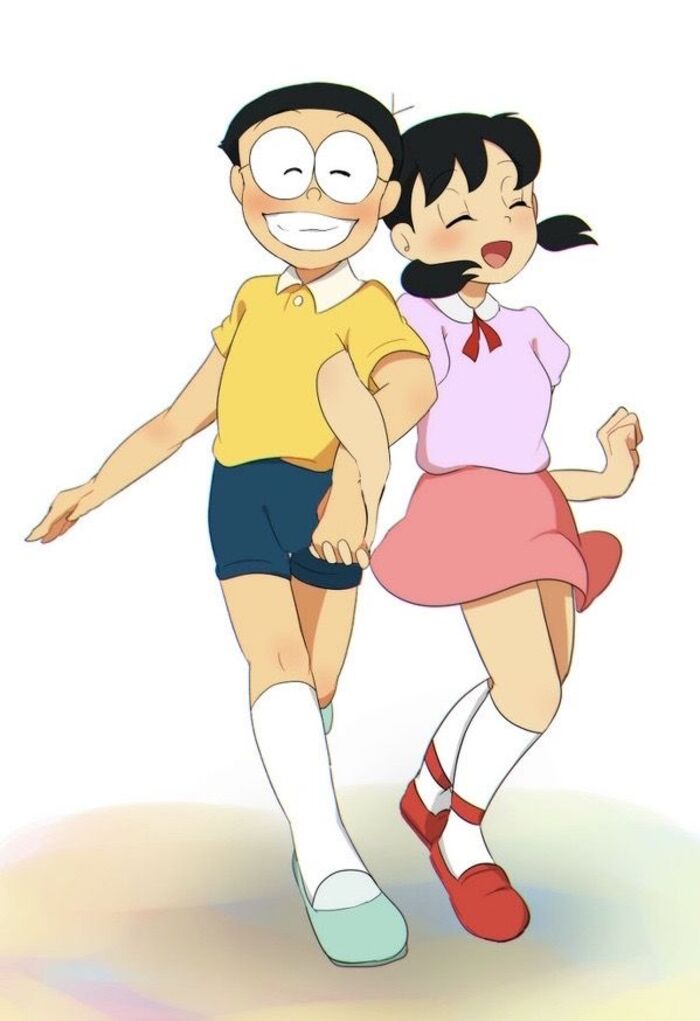 hình nền nobita và shizuka chibi