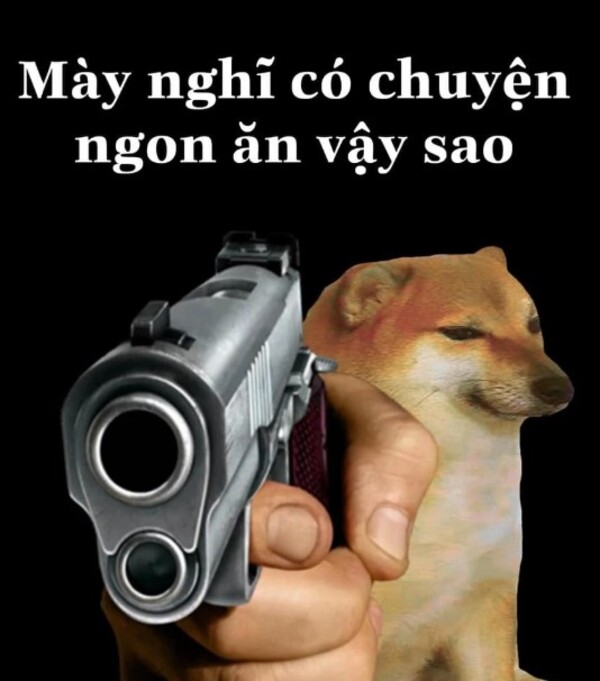 meme cheems bắn súng