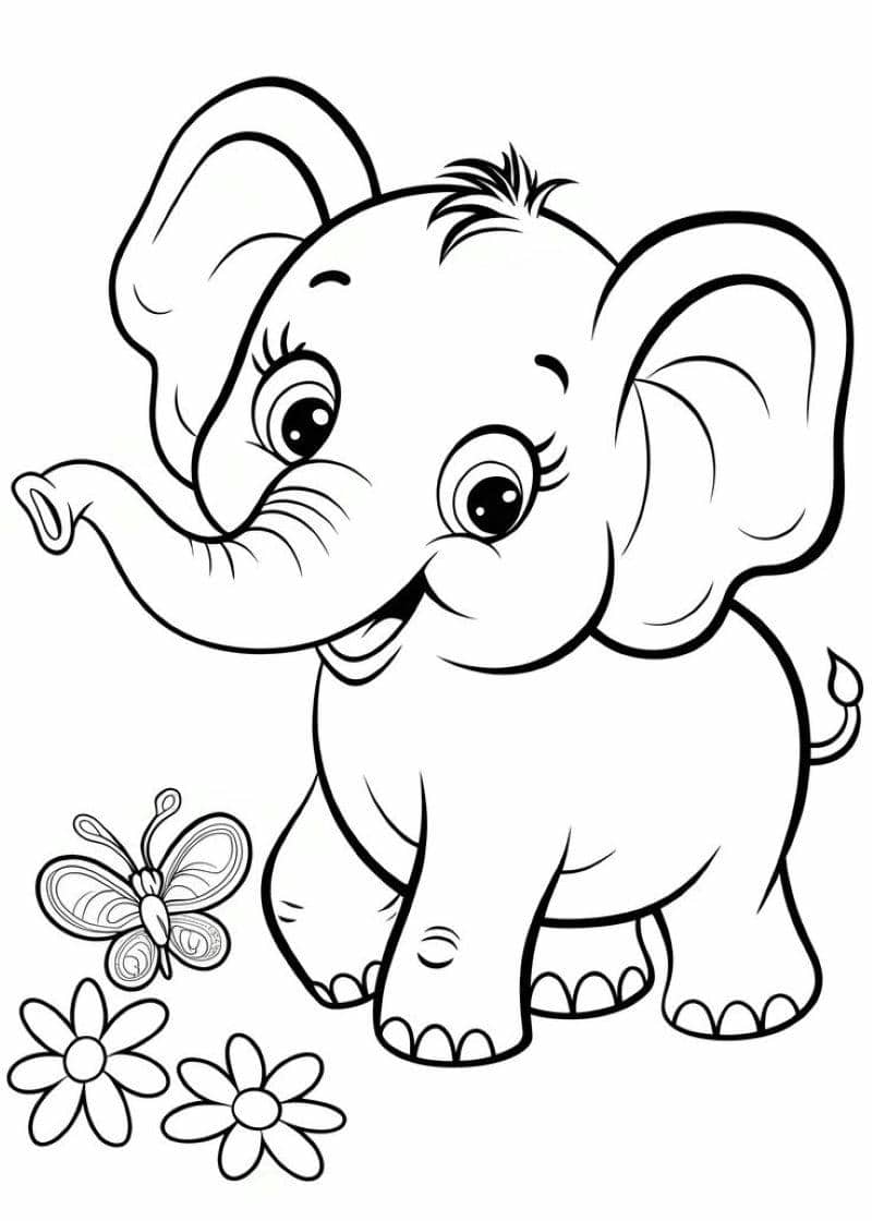 ảnh tranh tô màu con voi