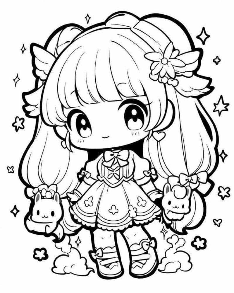 chibi búp bê giấy tô màu