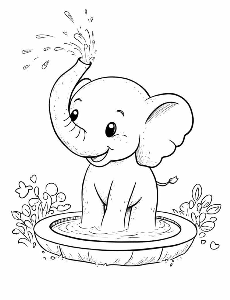 hình ảnh con voi tô màu cute