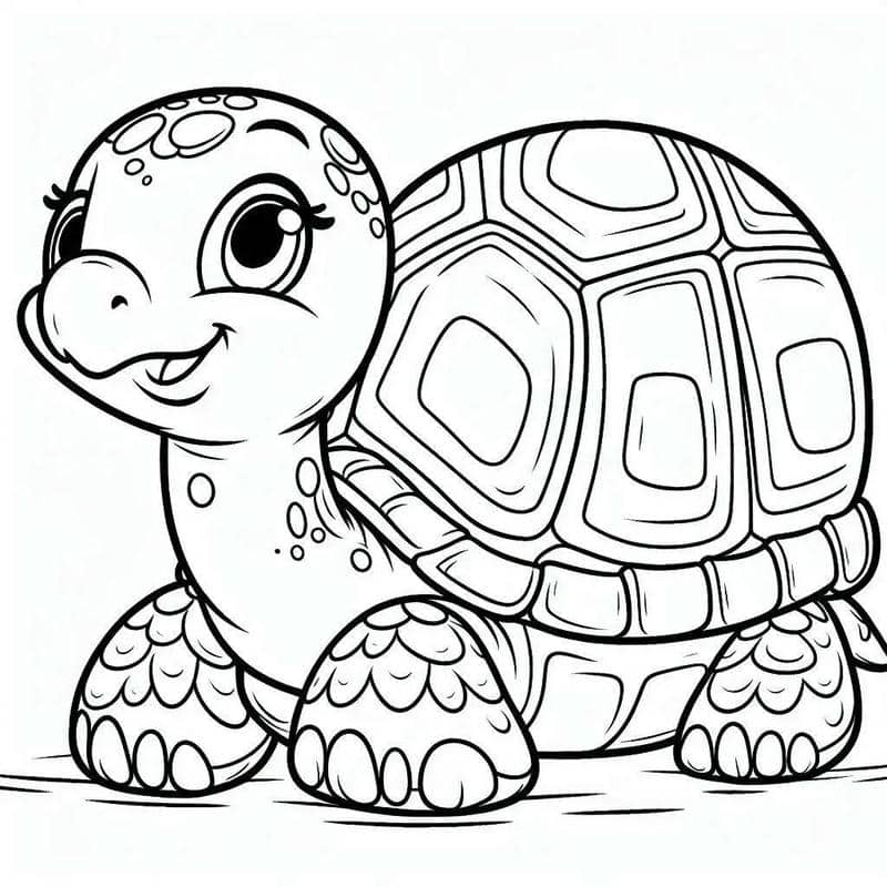 hình ảnh tô màu con rùa cute