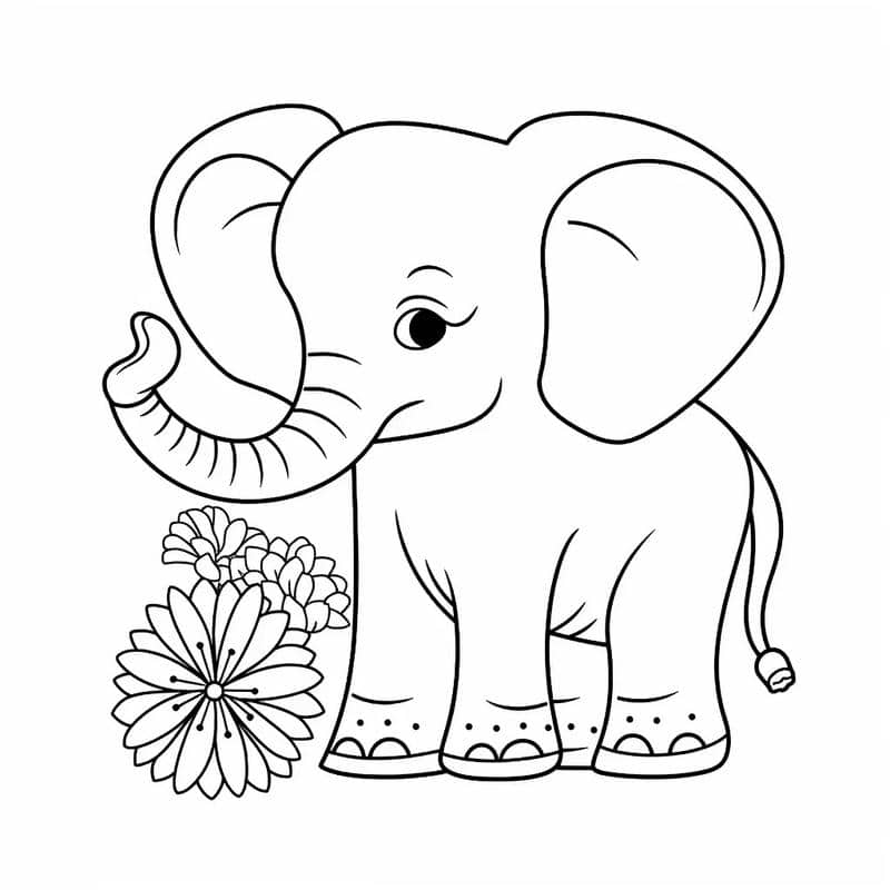 hình ảnh tô màu con voi dễ thương