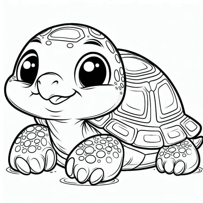 hình ảnh tranh tô màu con rùa cute