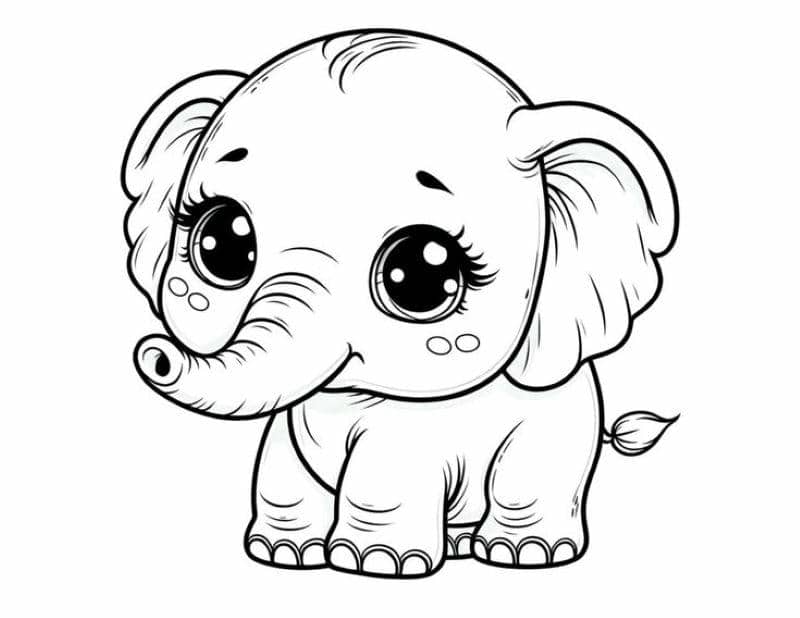 tô màu con voi đơn giản