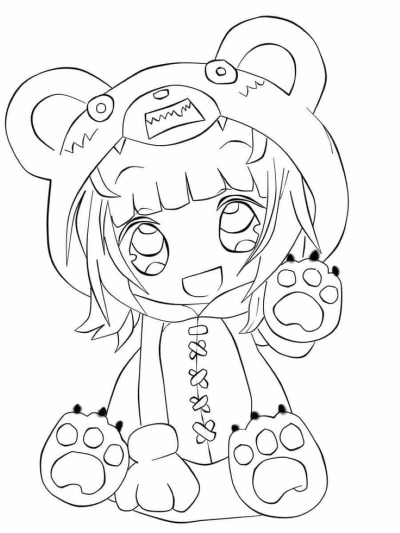 tranh tô màu anime cute đơn giản
