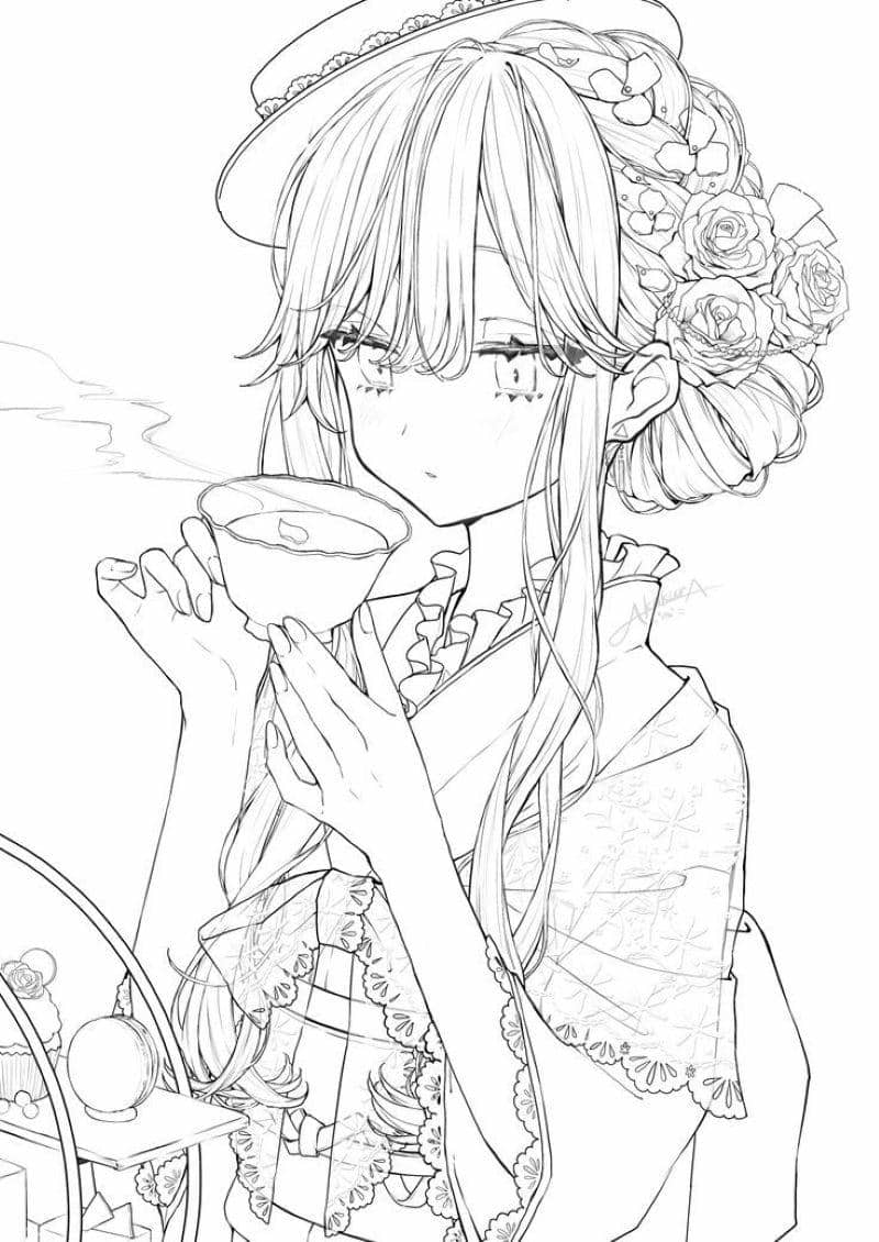 tranh tô màu anime girl ngầu