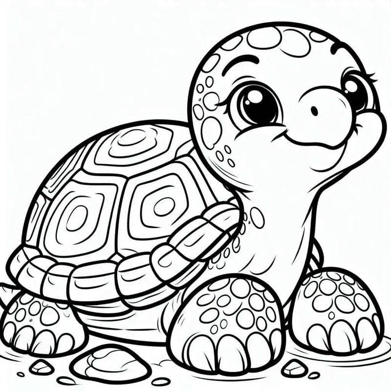 tranh tô màu con rùa cute