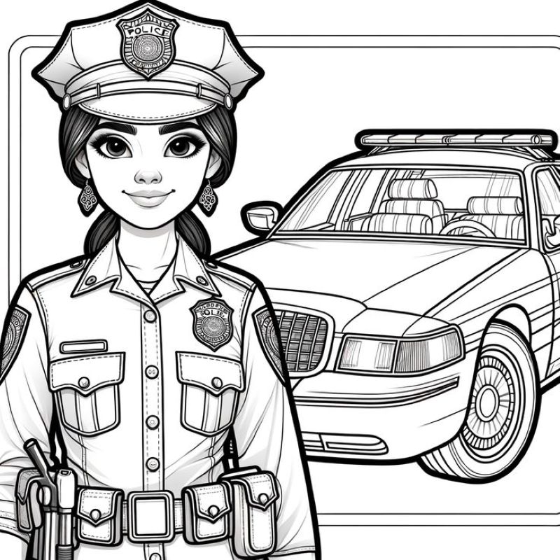tranh tô màu xe cảnh sát