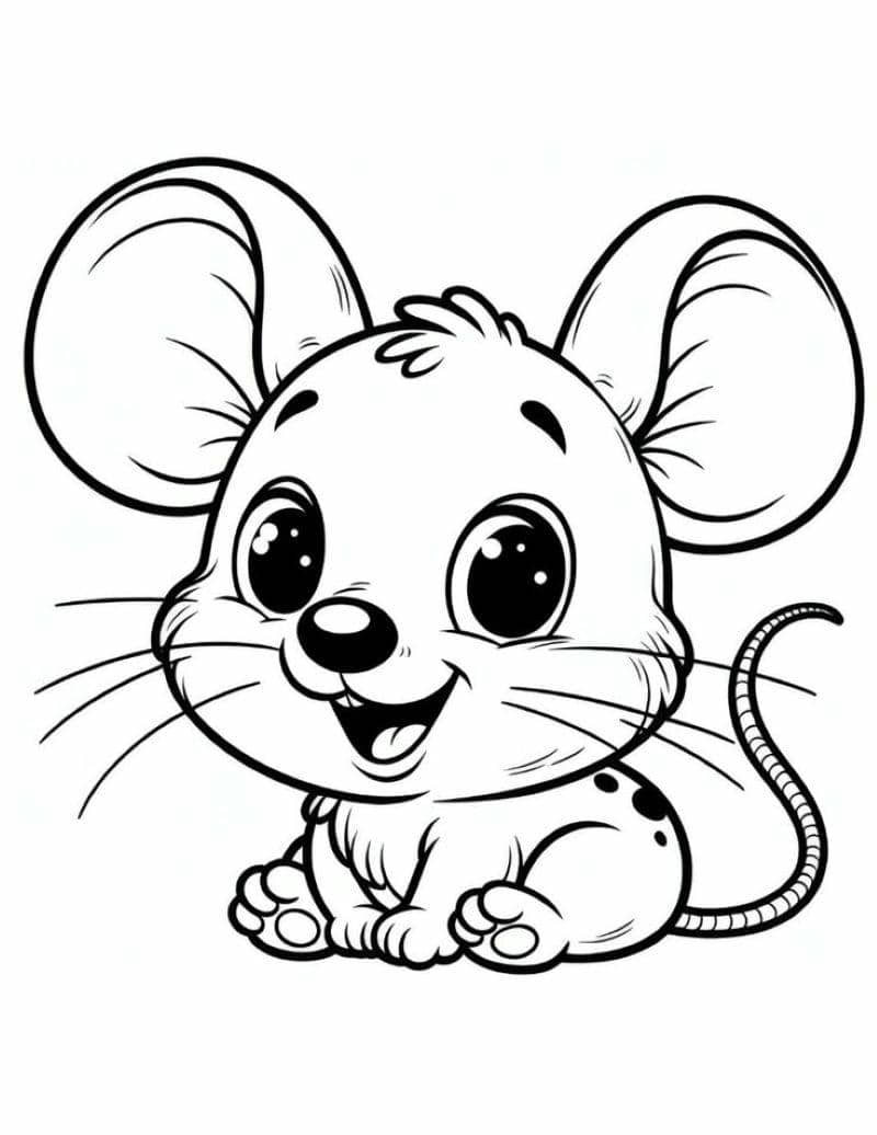 ảnh tô màu con chuột đơn giản