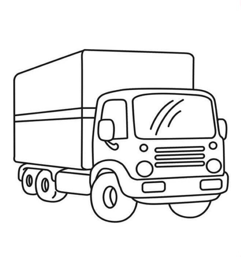 ảnh tô màu xe tải đơn giản