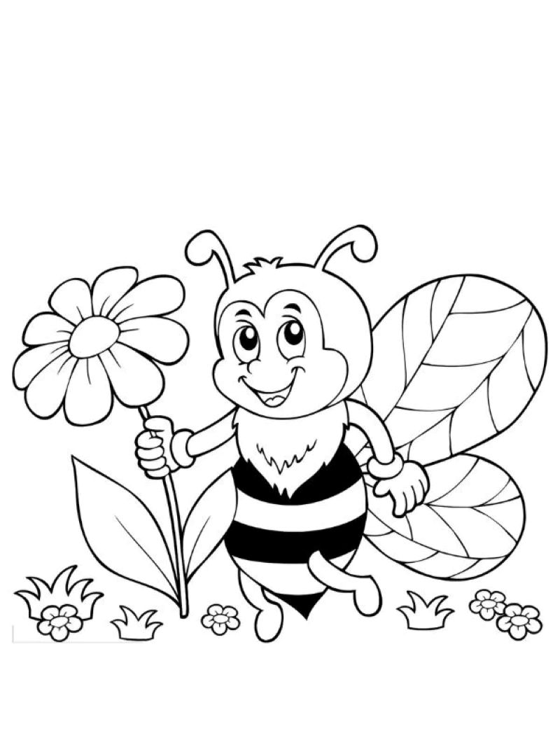 ảnh tranh tô màu con ong đơn giản
