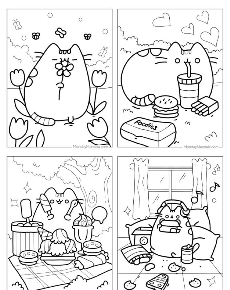 ảnh tranh tô màu mèo pusheen