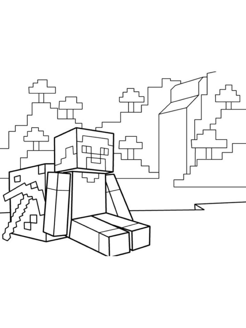 ảnh tranh tô màu minecraft cho bé