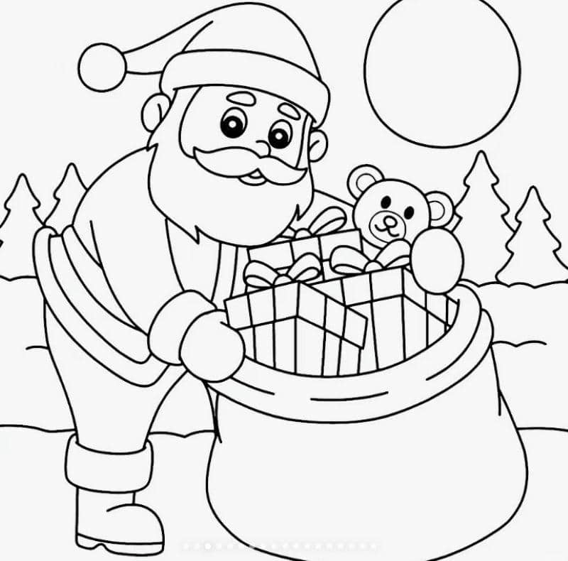 ảnh tranh tô màu ông già noel đơn giản
