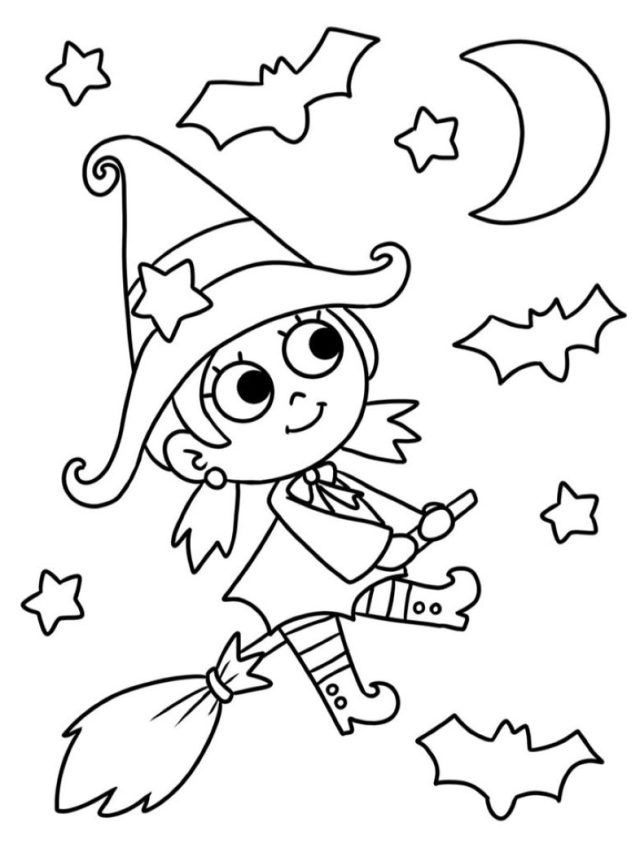 tranh tô màu halloween cute
