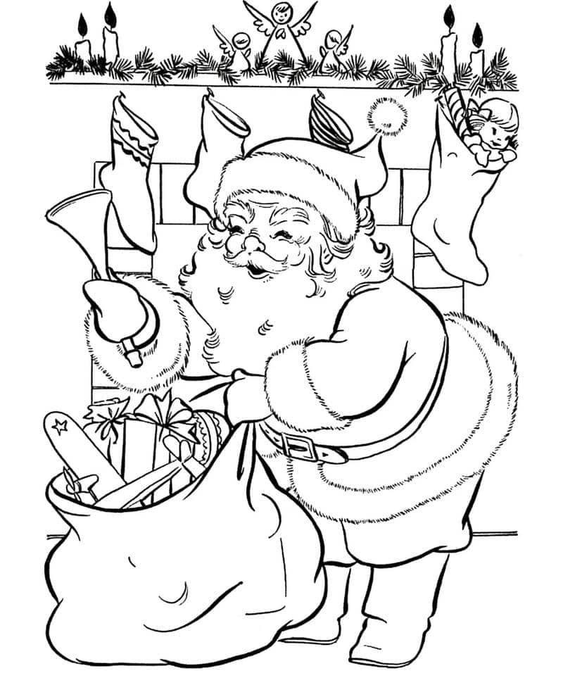 hình ảnh ông già noel tô màu
