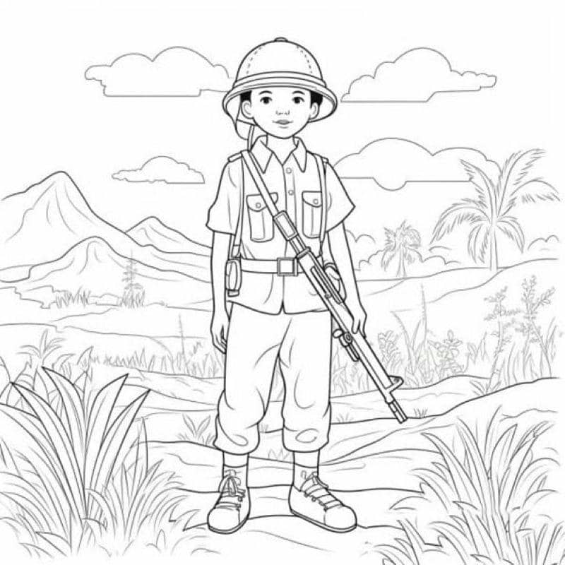 hình ảnh tô màu chú bộ đội