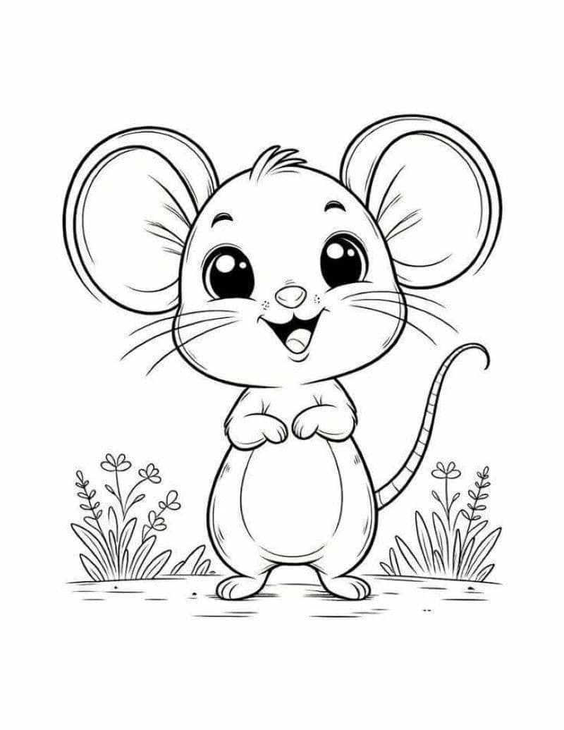 hình ảnh tô màu con chuột đơn giản