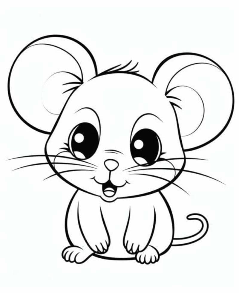 hình ảnh tranh tô màu con chuột cute