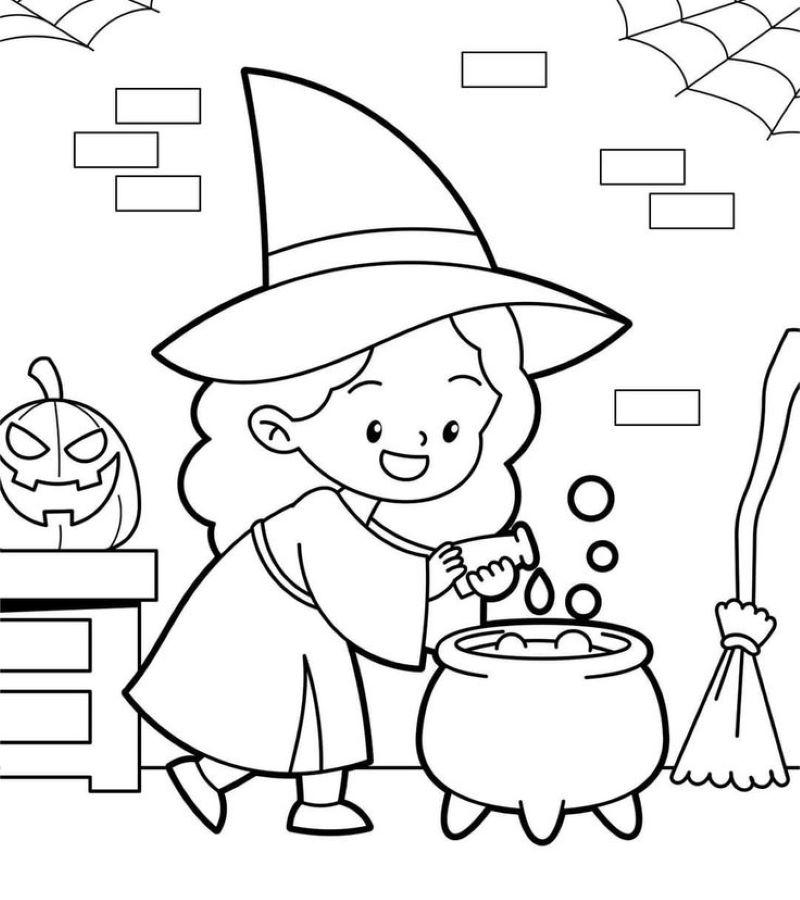 hình ảnh tranh tô màu halloween cute