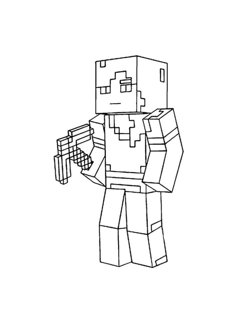 hình ảnh tranh tô màu minecraft cute