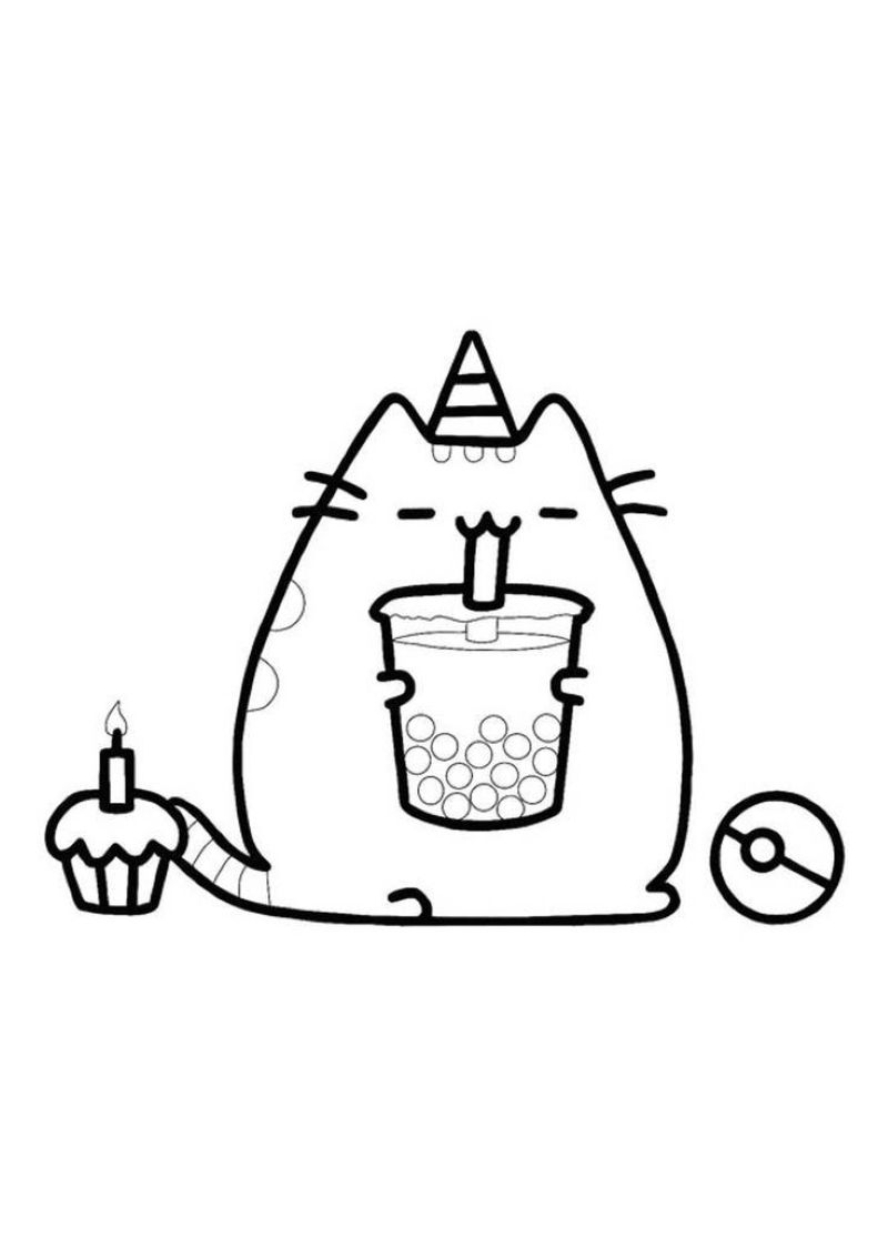 hình ảnh tranh tô màu pusheen