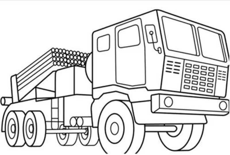 hình ảnh tranh tô màu xe tải cho bé