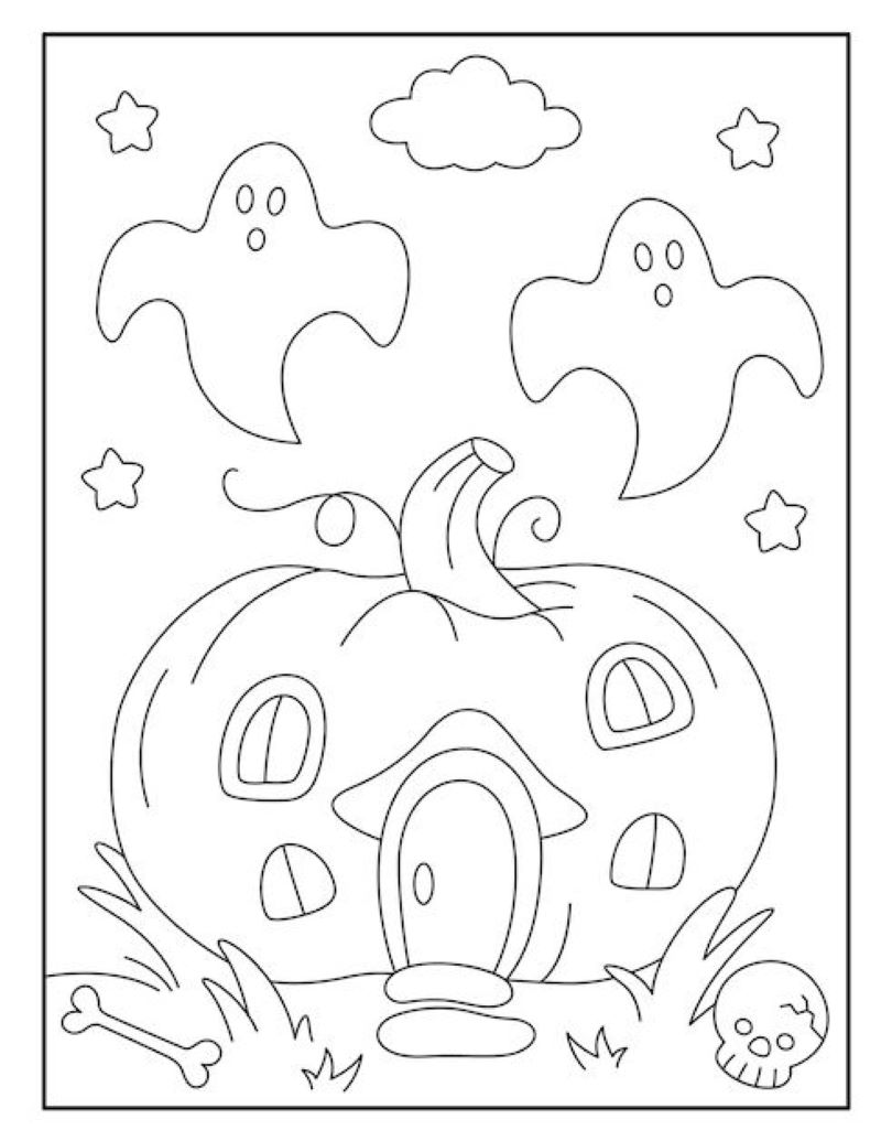 hình tô màu halloween cute
