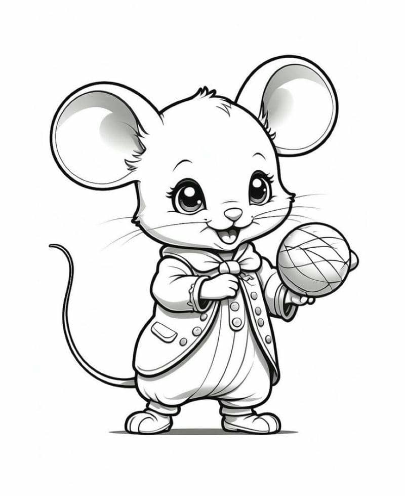hình tranh tô màu con chuột đơn giản