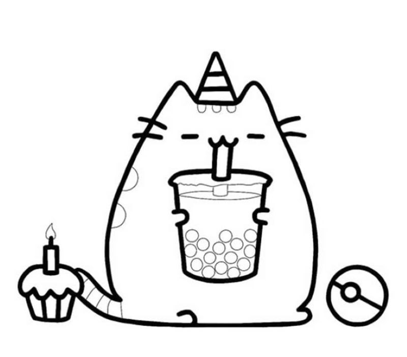hình tranh tô màu pusheen cute