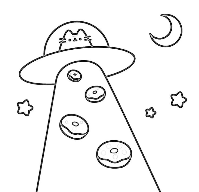 hình tranh tô màu pusheen