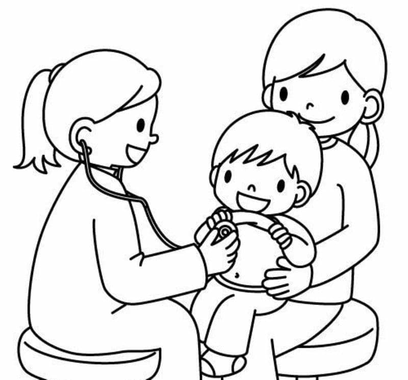 tranh tô màu bác sĩ đơn giản