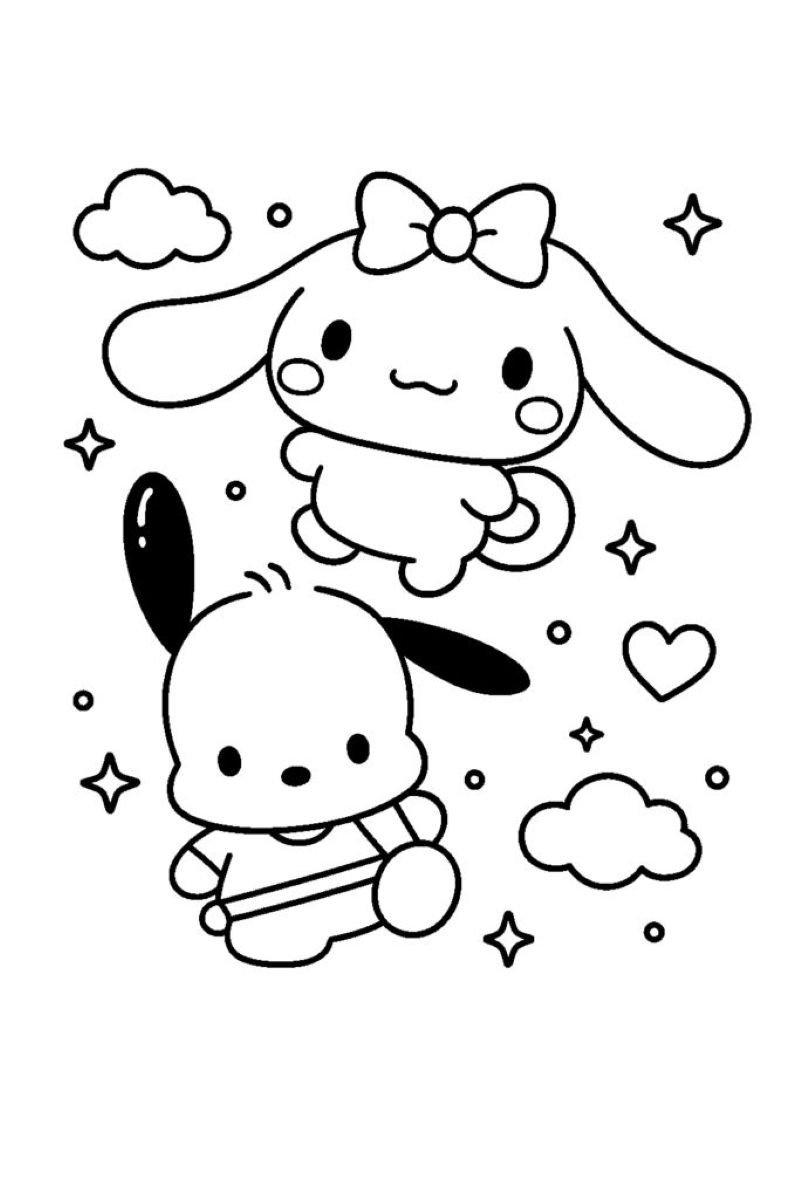 tranh tô màu cinnamoroll cute