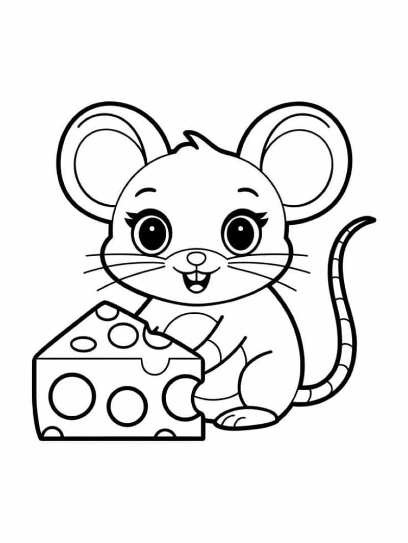 tranh tô màu con chuột cute