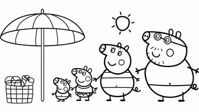 tranh tô màu gia đình heo peppa